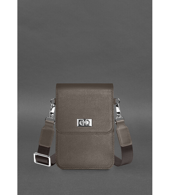 Шкіряна сумка для телефону Tina Темно-бежева картинка, зображення, фото