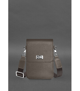 Шкіряна сумка для телефону Tina Темно-бежева картинка, зображення, фото