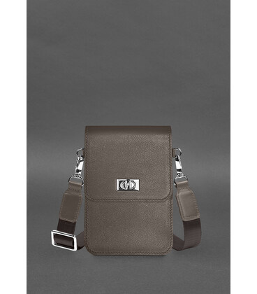 Кожаная сумка-чехол для телефона Tina Темно-бежевая фото, картинка, изображение