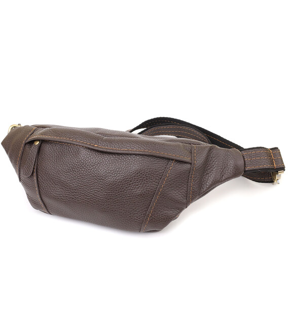 Модная сумка-бананка для мужчин из натуральной зернистой кожи Shvigel 23128 Коричневый фото, картинка, изображение