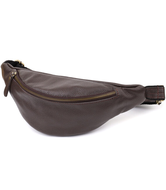 Стильна сумка бананка із зернистої натуральної шкіри Shvigel 23146 Коричневий картинка, зображення, фото