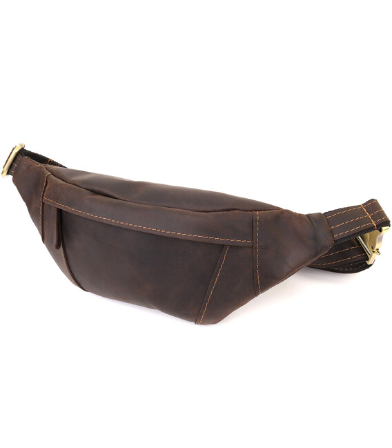 Удобная сумка-бананка для мужчин из натуральной винтажной кожи Shvigel 23121 Коричневый фото, картинка, изображение