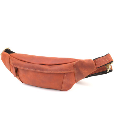 Практична сумка-бананка для чоловіків із натуральної вінтажної шкіри Shvigel 23122 Рудий картинка, зображення, фото