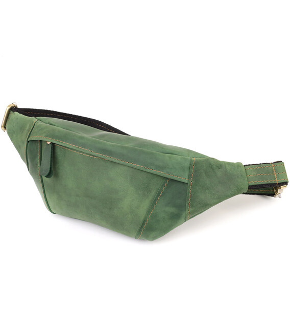 Модна сумка-бананка для чоловіків з натуральної vintage шкіри Shvigel 23124 Зелений картинка, зображення, фото