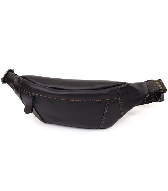 Чоловіча сумка-бананка з натуральної гладкої шкіри Shvigel 23125 Чорний картинка, зображення, фото