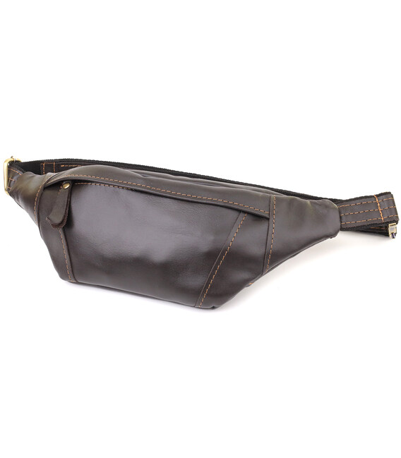 Чоловіча сумка-бананка компактного розміру з натуральної шкіри Shvigel 23126 Коричневий картинка, зображення, фото