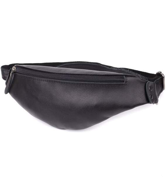 Сумка бананка для чоловіків з гладкої натуральної шкіри Shvigel 23134 Чорний картинка, зображення, фото