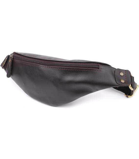 Бананка для мужчин из гладкой натуральной кожи Shvigel 23135 Коричневый фото, картинка, изображение