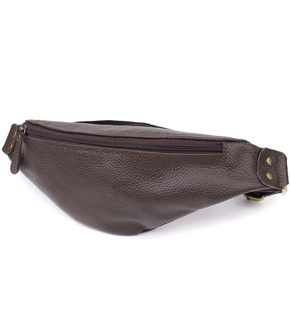 Модна сумка бананка для чоловіків із зернистої натуральної шкіри Shvigel 23137 Коричневий картинка, зображення, фото