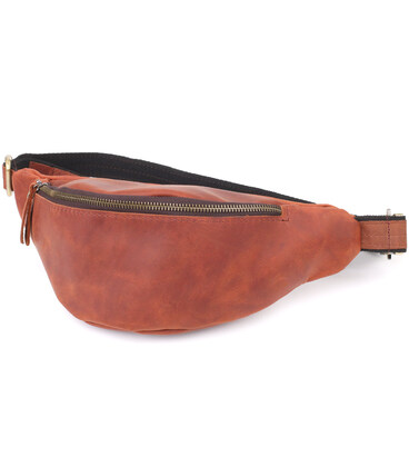 Бананка для чоловіків відмінної якості з натуральної шкіри вінтажної шкіри Shvigel 23140 Рудий картинка, зображення, фото