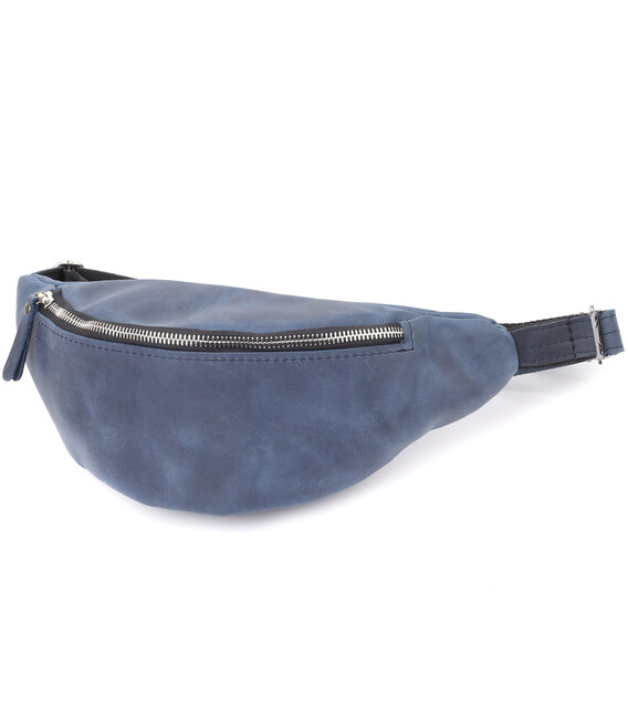 Чоловіча бананка відмінної якості з натуральної шкіри вінтажної Shvigel 23141 Синій картинка, зображення, фото