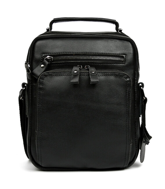Шкіряна чоловіча сумка через плече та з ручкою Bexhill bx1063A чорна фото, картинка, изображение