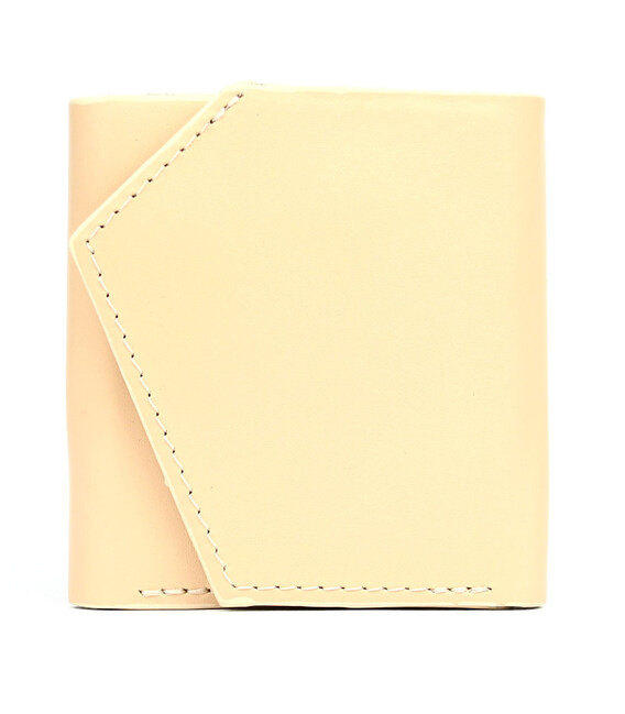 Шкіряний гаманець Mini з асиметричним клапаном 570243 бежевий фото, картинка, изображение