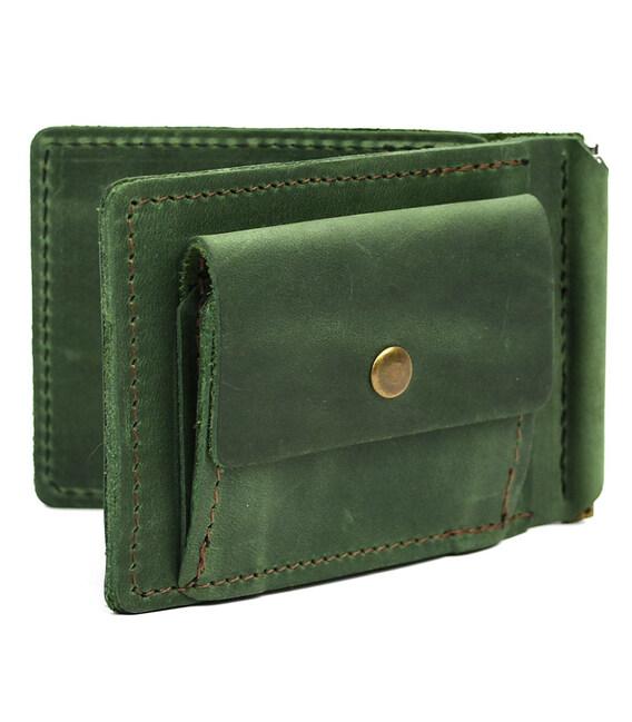 Затискач із монетницею шкіряний зелений RE-hold2-3md TARWA фото, картинка, изображение
