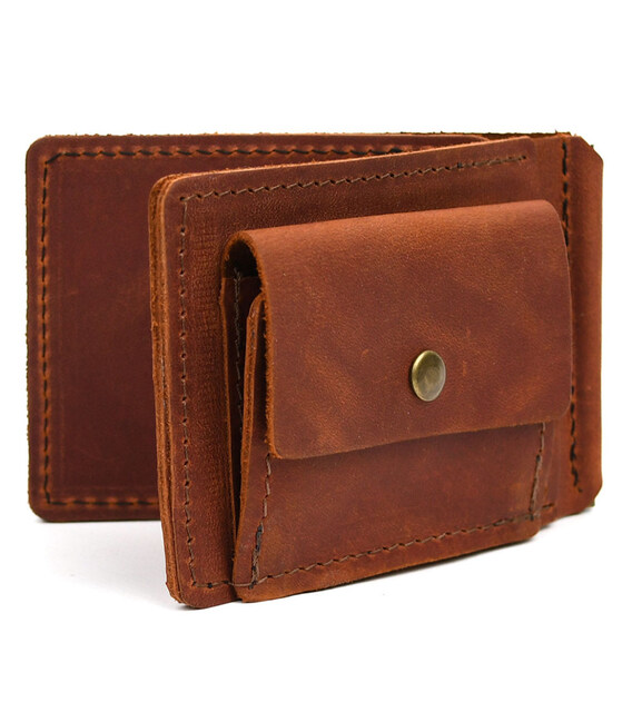 Затискач із монетницею шкіряний коньячний RB-hold2-3md TARWA фото, картинка, изображение