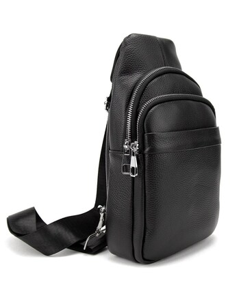 Шкіряний чорний чоловічий слінгTiding Bag A25F-250100A картинка, зображення, фото