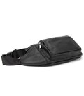 Вместительная кожаная сумка на пояс черная Tiding Bag M56-2030A фото, картинка, изображение