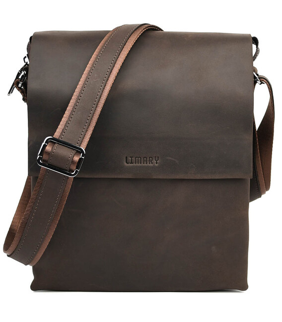 Чоловіча сумка через плече на три відділення велика Limary Lim-373RC крейзі хорс фото, картинка, изображение