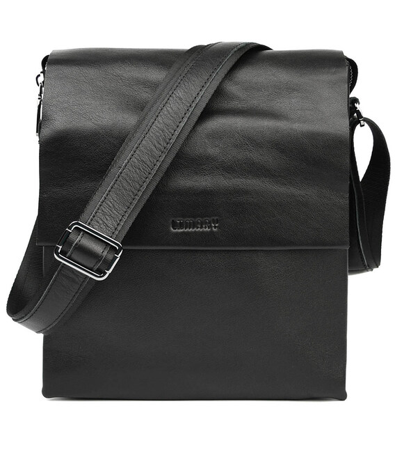 Чоловіча сумка через плече на три відділення велика Limary Lim-373GA чорна Наппа фото, картинка, изображение