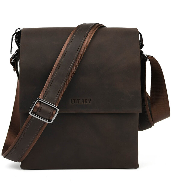 Чоловіча сумка через плече на три відділення середня Limary Lim-372RC крейзі хорс фото, картинка, изображение