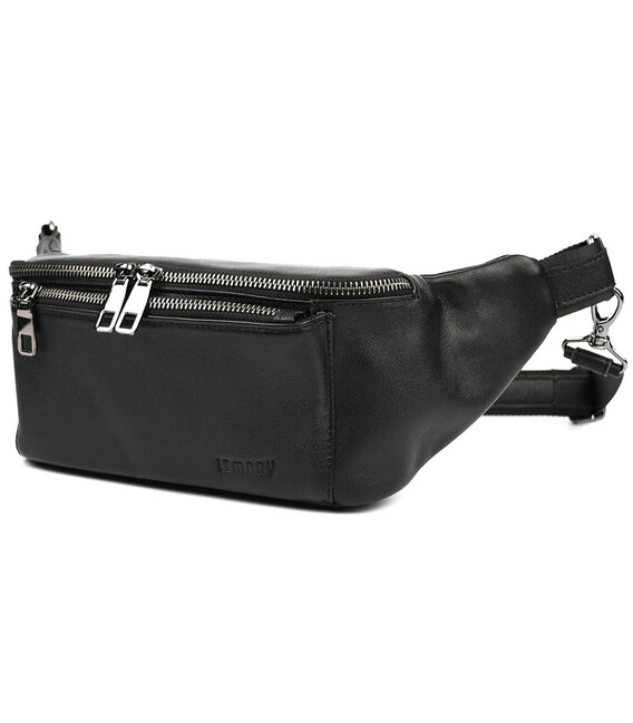 Шкіряна бананка напоясна сумка Limary Lim-233GA чорна Наппа картинка, зображення, фото