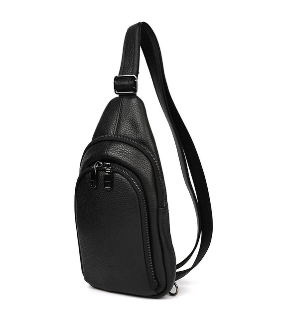 Чоловічий шкіряний рюкзак слінг Limary Lim-181FA чорний флотар картинка, зображення, фото