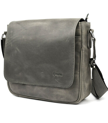 Чоловіча шкіряна сумка через плече RJ-0002-3md TARWA сіра фото, картинка, изображение