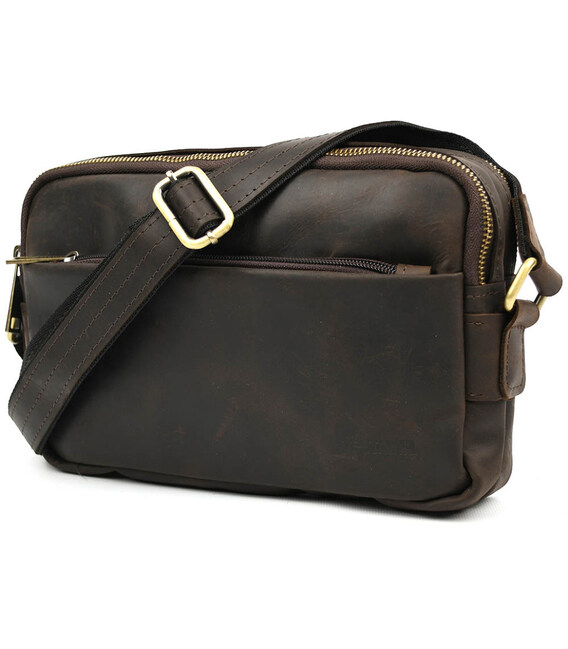 Сумка через плече шкіряна на два відділення RC-0745-3md TARWA коричнева фото, картинка, изображение