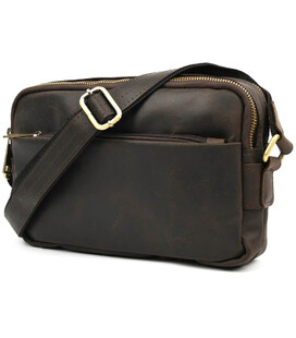 Сумка через плече шкіряна на два відділення RC-0745-3md TARWA коричнева фото, картинка, изображение