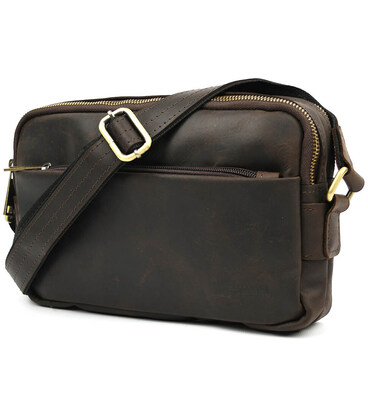 Сумка через плече шкіряна на два відділення RC-0745-3md TARWA коричнева фото, картинка, изображение