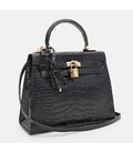 Женская кожаная сумка Borsa Leather K1EZE3167bl-black фото, картинка, изображение
