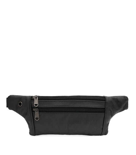 Мужская кожаная сумка на пояс Borsa Leather K1ky614bl-black фото, картинка, изображение