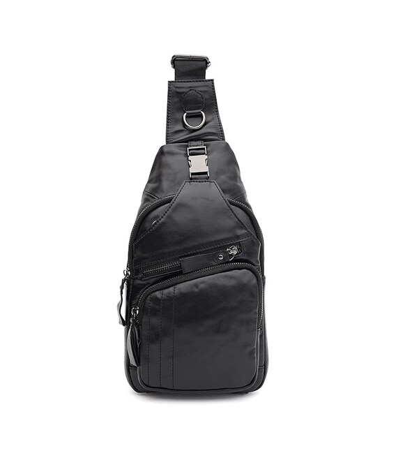 Мужской кожаный рюкзак через плечо Keizer K19008a-black фото, картинка, изображение