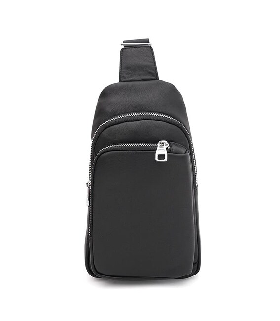 Мужской кожаный рюкзак через плечо Ricco Grande K16040a-black фото, картинка, изображение