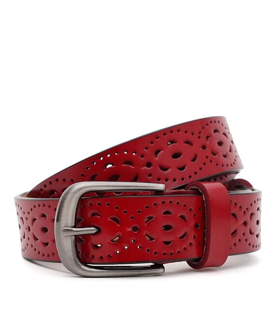 Женский кожаный ремень Borsa Leather CV1ZK-040r-red фото, картинка, изображение