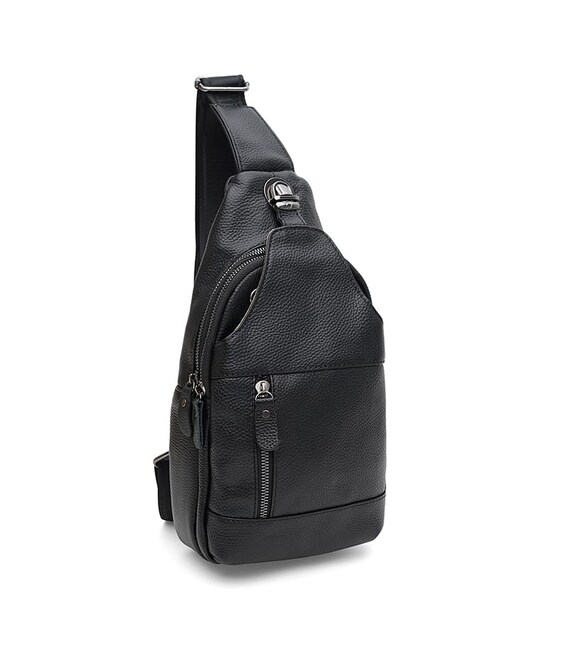 Мужской кожаный рюкзак через плечо Keizer K11802bl-black фото