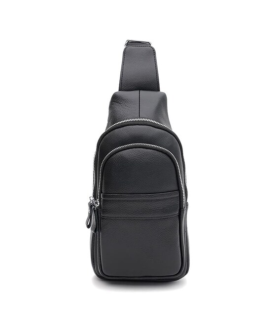 Мужской кожаный рюкзак через плечо Keizer K16602bl-black фото, картинка, изображение