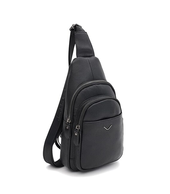 Мужской кожаный рюкзак через плечо Keizer K14040bl-black фото, картинка, изображение