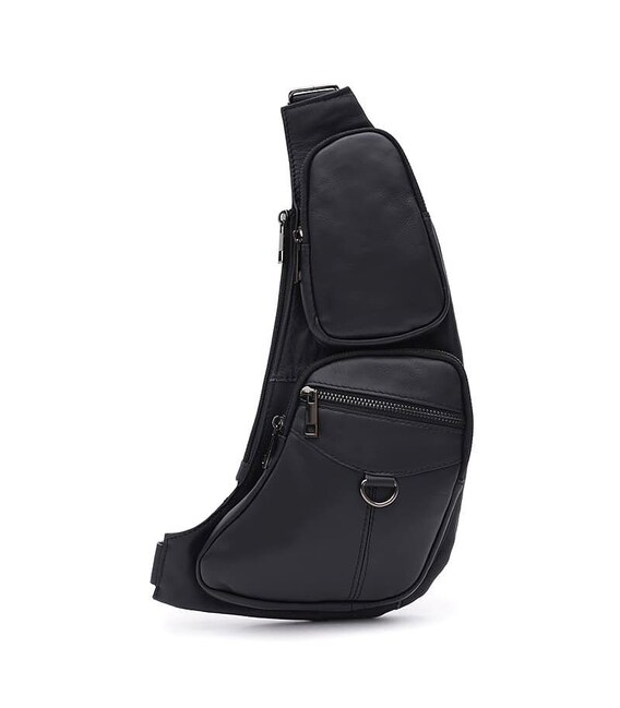 Чоловічий шкіряний рюкзак через плече Keizer K13761bl-black картинка, зображення, фото