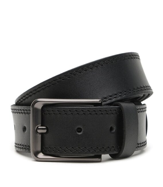 Чоловічий ремінь із натуральної шкіри V1GX08-black картинка, зображення, фото