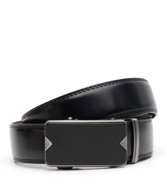 Чоловічий шкіряний ремінь із пряжкою автомат V1GKX13-black картинка, зображення, фото