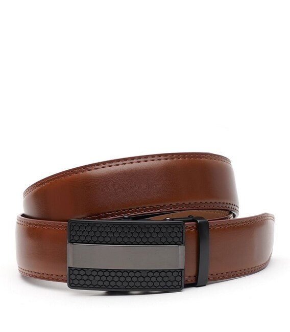 Шкіряний ремінь з автоматичною пряжкою V1GKX10-brown картинка, зображення, фото