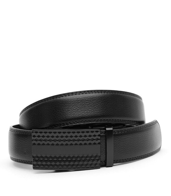 Мужской кожаный ремень с пряжкой автомат V1GKX07-black фото, картинка, изображение