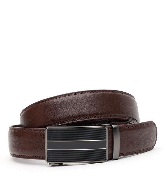 Мужской кожаный ремень с пряжкой автомат V1GKX37-brown фото, картинка, изображение