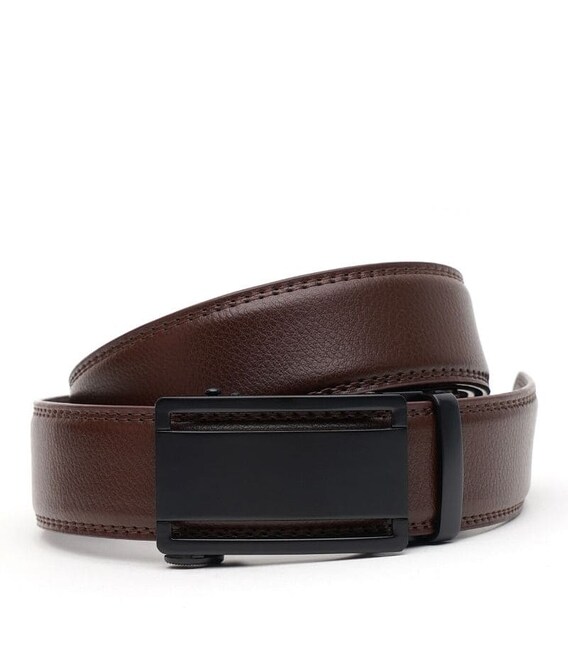 Мужской кожаный ремень с пряжкой автомат V1GKX31-brown фото, картинка, изображение