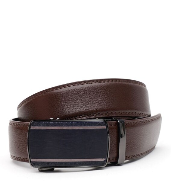 Шкіряний чоловічий ремінь із пряжкою автомат V1GKX27-brown картинка, зображення, фото