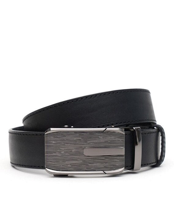 Кожаный ремень с автоматической пряжкой V1125GX45-black фото, картинка, изображение