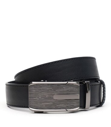 Кожаный ремень с автоматической пряжкой V1125GX45-black фото, картинка, изображение