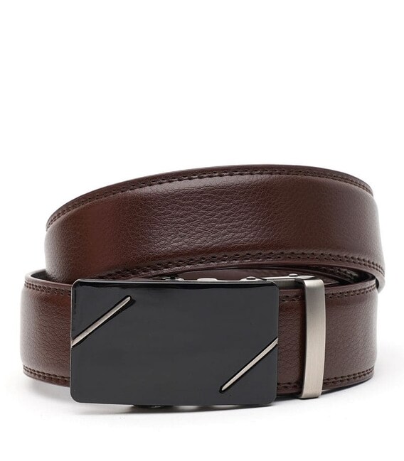 Шкіряний чоловічий ремінь із пряжкою автомат V1GKX46-brown картинка, зображення, фото