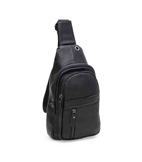 Чоловічий шкіряний рюкзак через плече Borsa Leather k1338-black картинка, зображення, фото